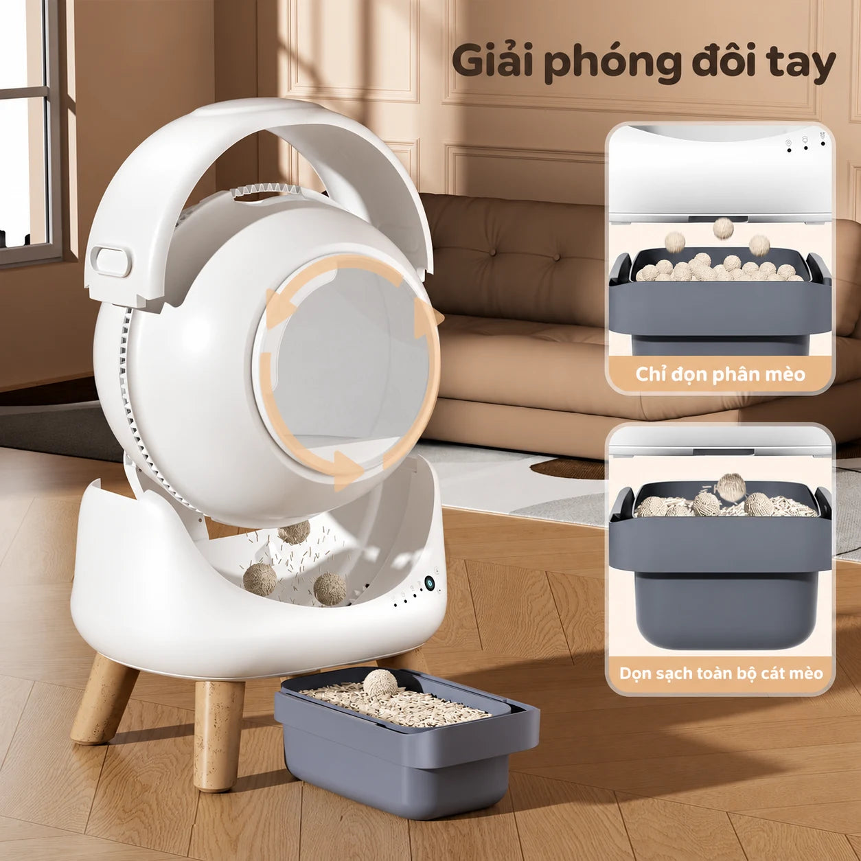 ELS PET 4073B Galaxy Pod Lite 65L Automatic Cat Litter Box - Xmart