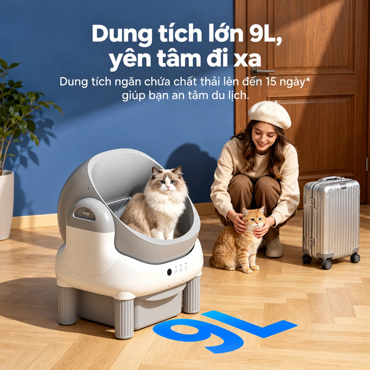 Nhà Vệ Sinh Mèo Tự Động Cửa Trên ELS PET 4076A-1 65L - Xmart