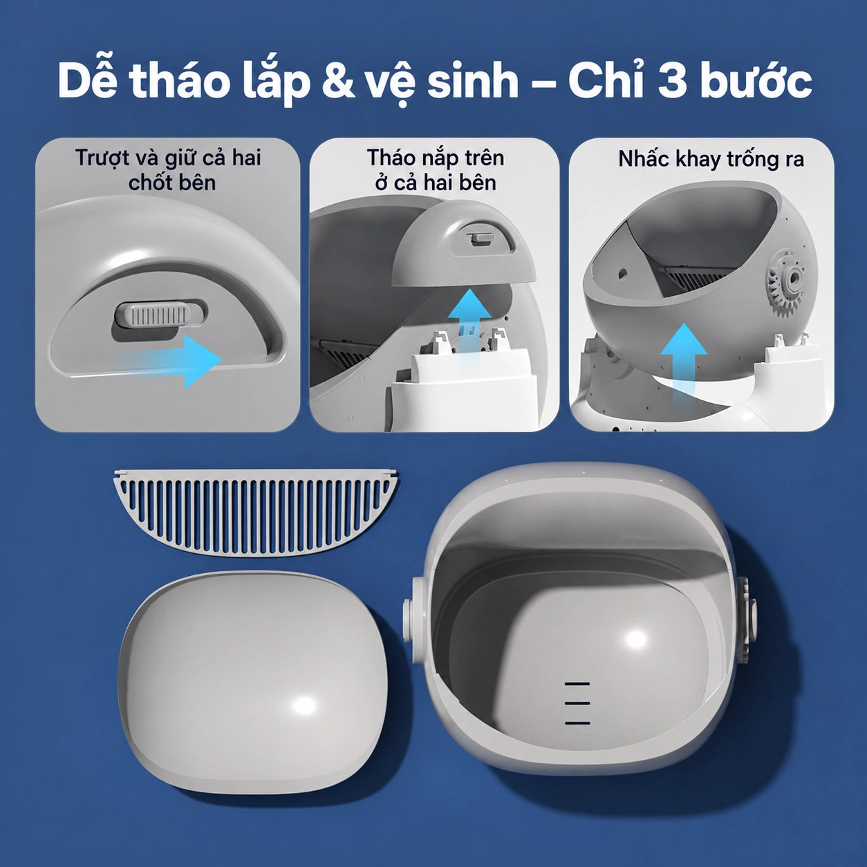 Nhà Vệ Sinh Mèo Tự Động Cửa Trên ELS PET 4076A-1 65L - Xmart