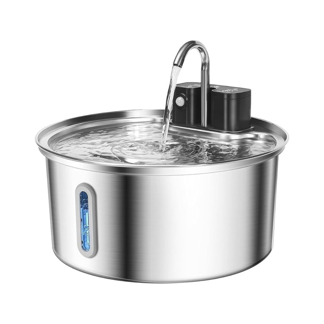 Petone PWL-012 Cordless Cat Water Fountain 3.2L - Stainless Steel, 4200mAh Battery - Xmart