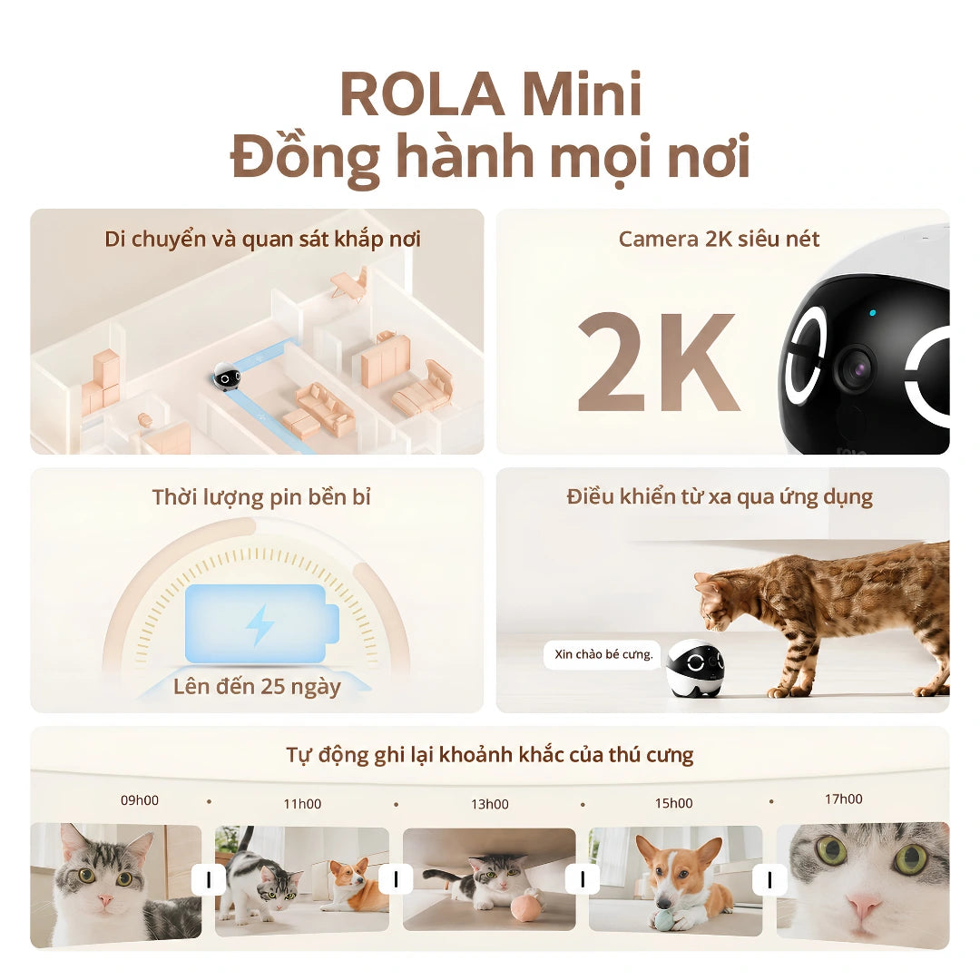 Robot Camera Theo Dõi Thú Cưng Enabot ROLA Mini 2K - Xmart