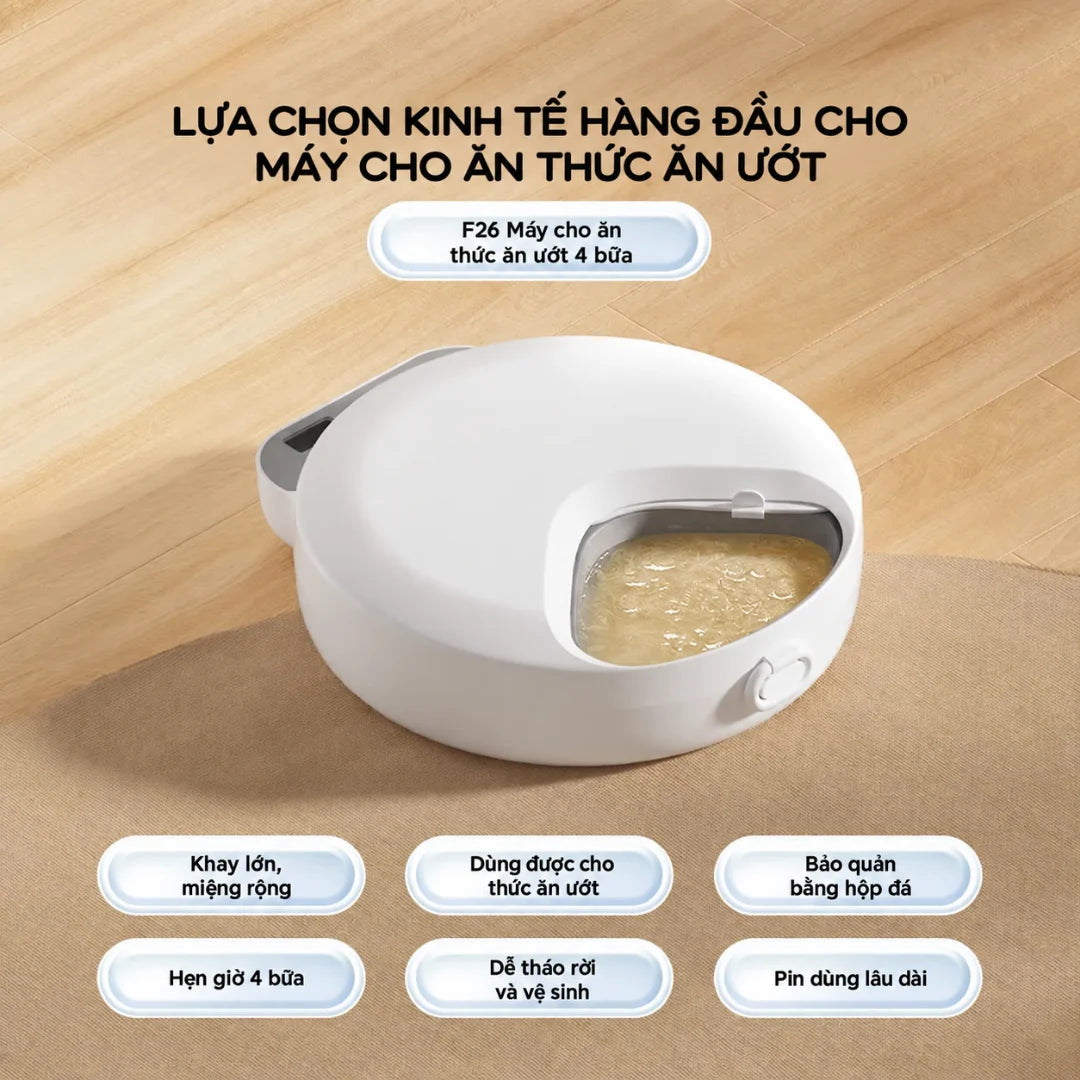 Máy Cho Mèo Ăn Thức Ăn Ướt Petone F26 - 4 Bữa, Không Dây - Xmart