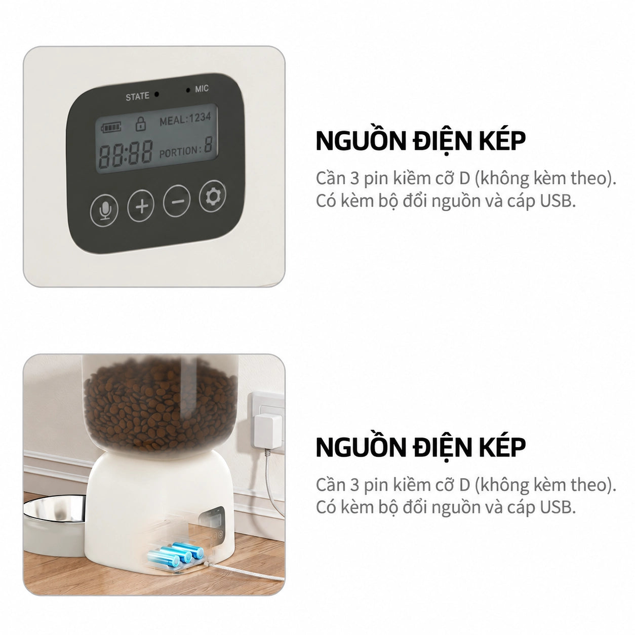 Petone F14 Automatic Cat Feeder 3L - Button Version / WiFi - Xmart
