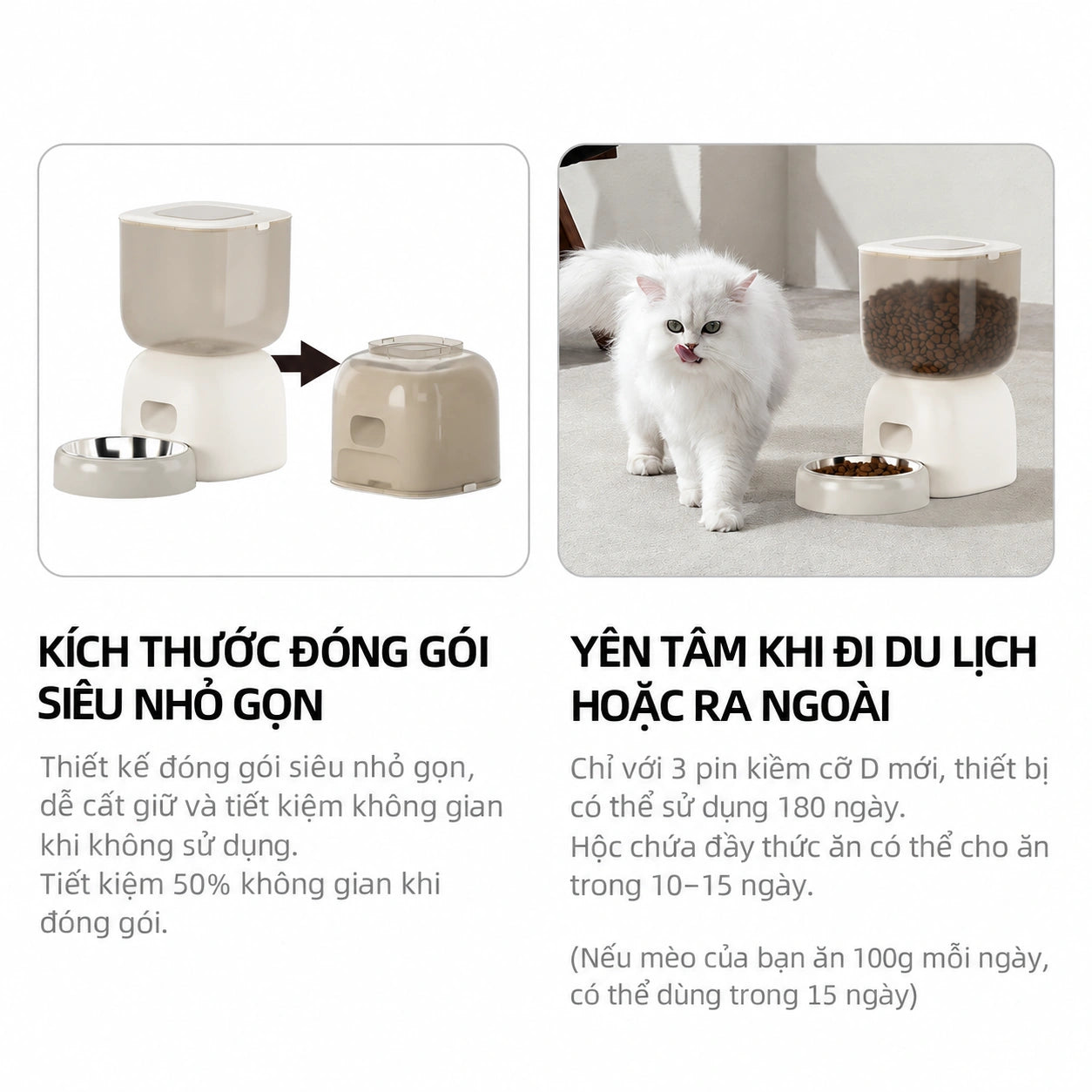Petone F14 Automatic Cat Feeder 3L - Button Version / WiFi - Xmart