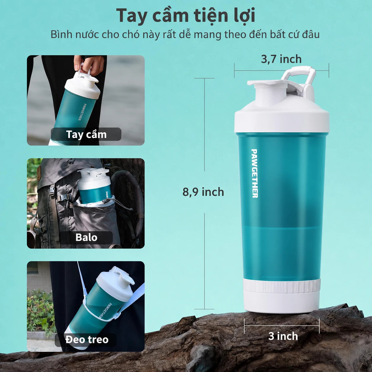 Pawgether PT1 Pure Travel 1 Travel Water Bottle for Dogs and Cats – 4-in-1 - Xmart