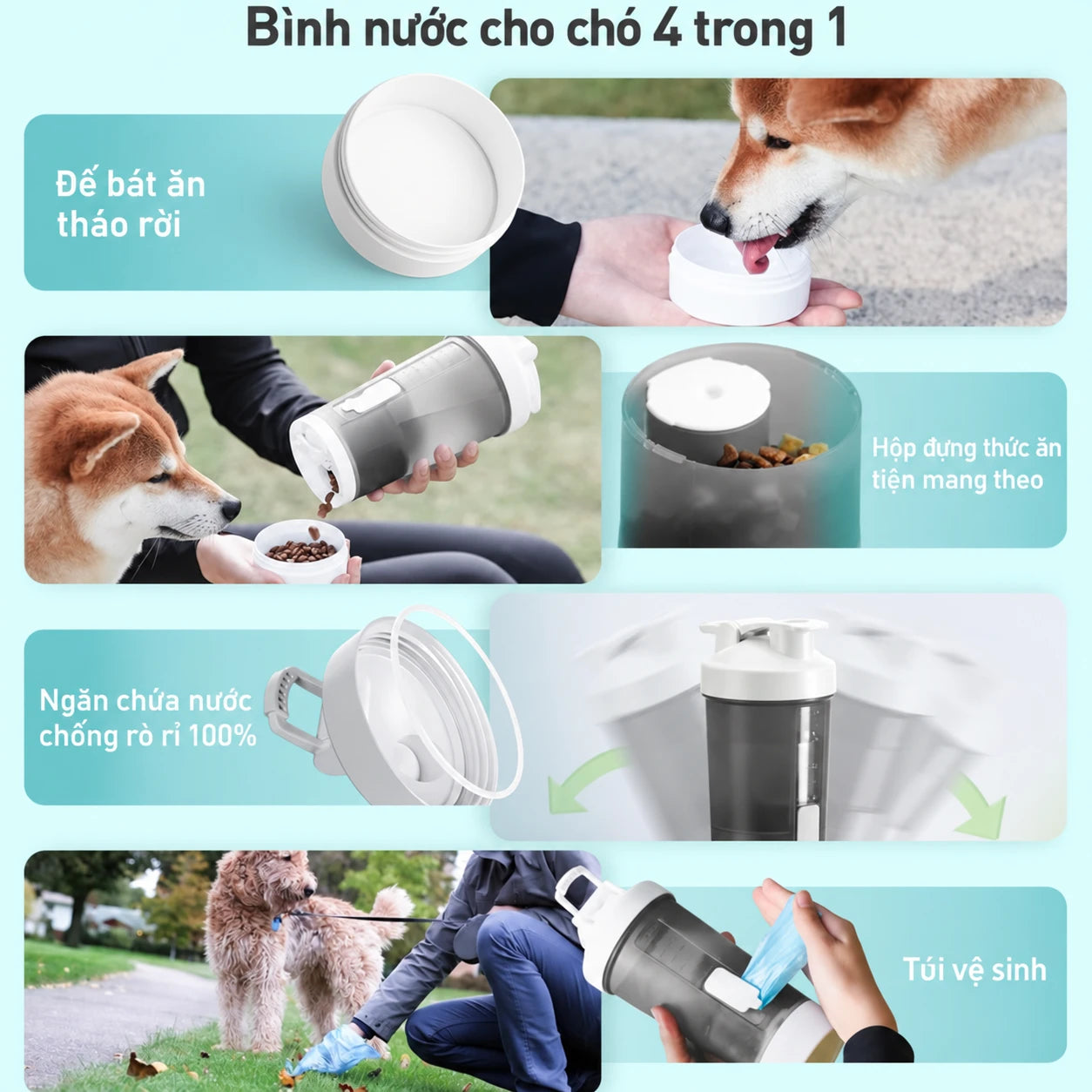 Pawgether PT1 Pure Travel 1 Travel Water Bottle for Dogs and Cats – 4-in-1 - Xmart