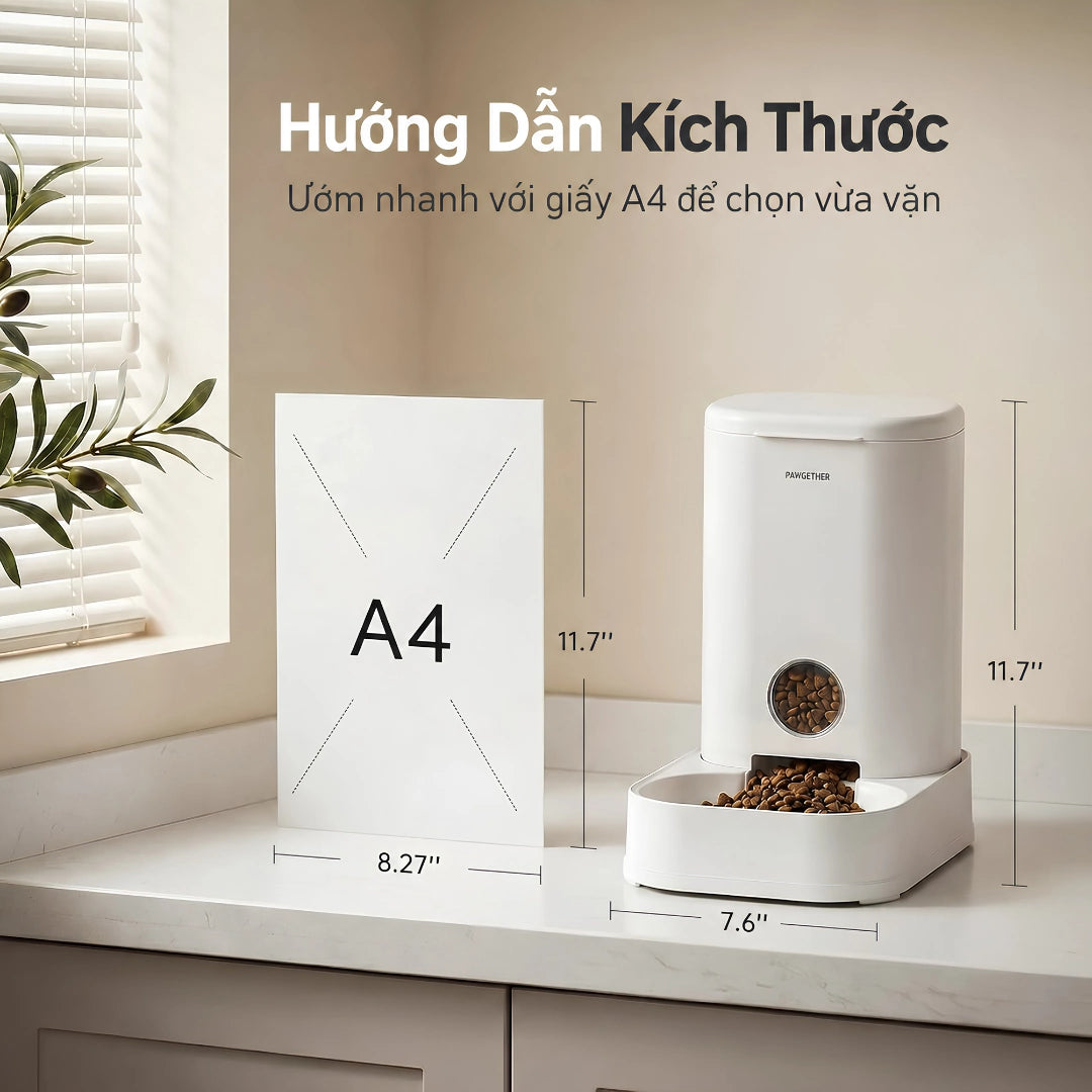 Máy Cho Mèo Ăn Tự Động Pawgether FG100 3.5L Bằng Trọng Lực - Xmart