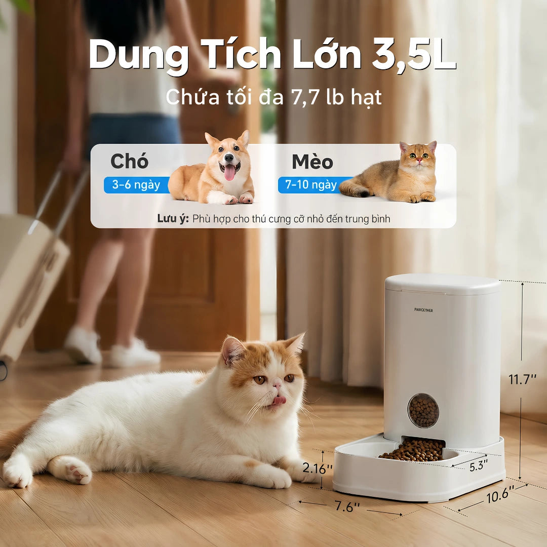 Máy Cho Mèo Ăn Tự Động Pawgether FG100 3.5L Bằng Trọng Lực - Xmart