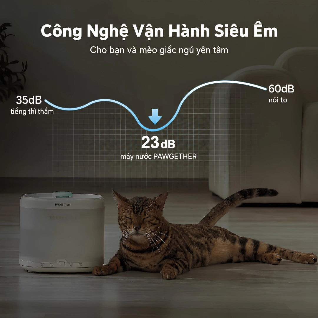 Máy Nước Uống Tự Động Cho Mèo Pawgether P3S 2L Cảm Biến Radar - Xmart