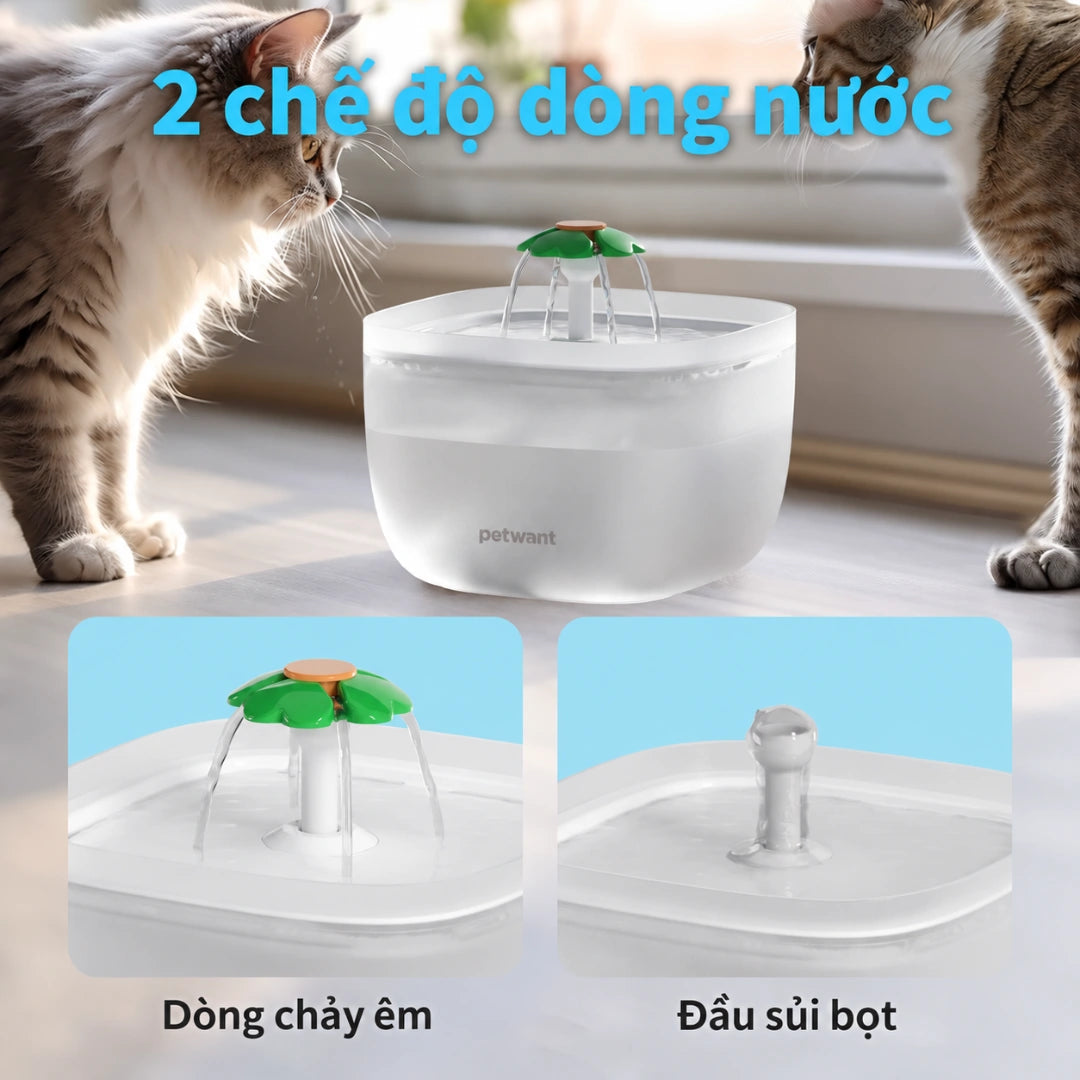Petwant W7 2L Water Fountain for Dogs and Cats - 4-Layer Filtration, Quiet 35dB Operation - Xmart